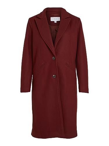 Vila Damen Vivalji Long Coat - Noos Wollmantel, Fired Brick, 38 EU