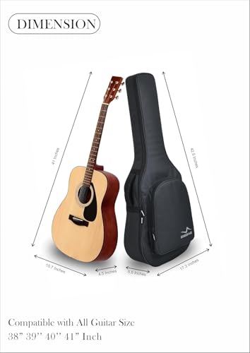 Image of Acoustic Guitar Bag /Cover with Foam Padding (Black) Strong and Durable for Multiple Sizes and Shapes Folk /Classical Guitars 38 inch, 39 inch, 40 inch, 41 inch (Black)