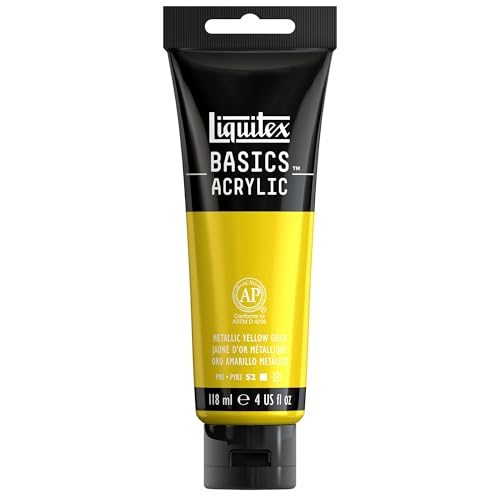 Liquitex Acrílico Basics - Tubo de Pintura Acrílica, Oro Amarillo Metálico, 118 ml