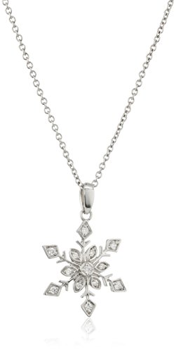 Platinum-Plated Swarovski Zirconia Round Snowflake Pendant Necklace, 16