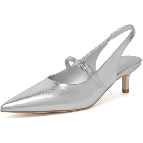 Image of Mostrin Kitten Heels for Women Slingback Pointed Closed Toe Heels Women's Pumps Shoes for Wedding, Party, Commuting