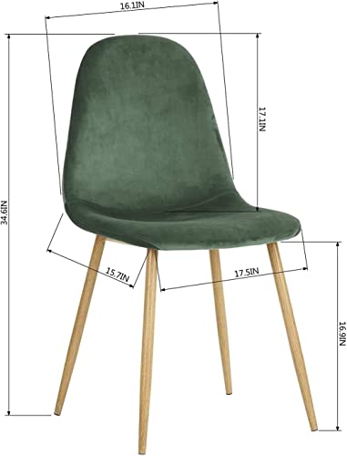 Greenforest Velvet Dining Chairs Set Of 4，Dining Kitchen Room Chairs, Mid Century Modern Upholstered Side Chairs With Metal Legs,Dark Green #TOP2