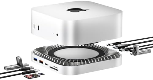 RayCue Mac Mini M4 Dock for M6, M5 Pro, M4 with M.2 NVMe/SATA SSD