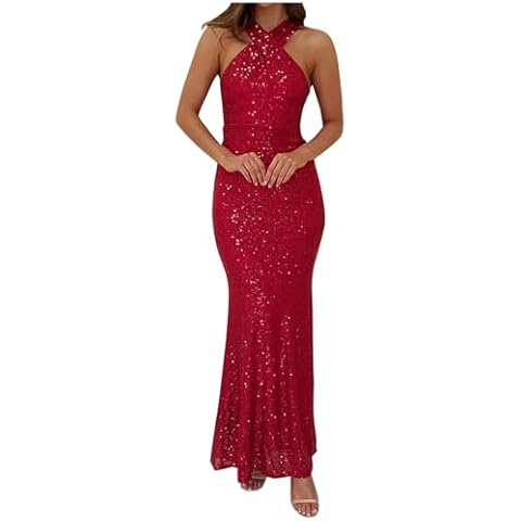 Zeiayuas Sparkly Halter Neck Maxi Dress Cover