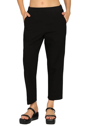 Image of Alan Jones Clothing Womens Mid Rise Cotton Relaxed Ankle Pants | 100% Cotton