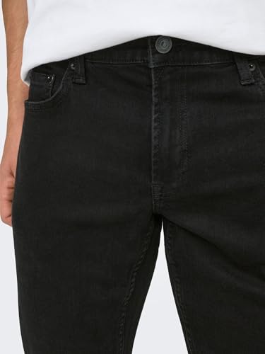 Only And Sons Loom Uomo Jeans Nero W31L34 99% Cotone, 1% Elasthane Slim Fit - 8
