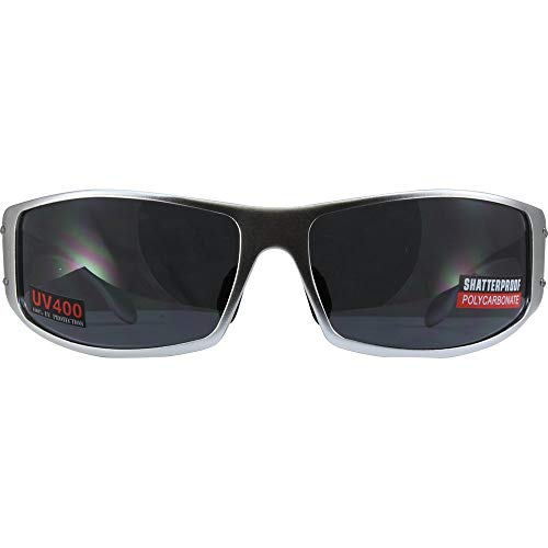 Global Vision BAD-ASS 2 Sport Motorcycle Sunglasses Silver Smoke2