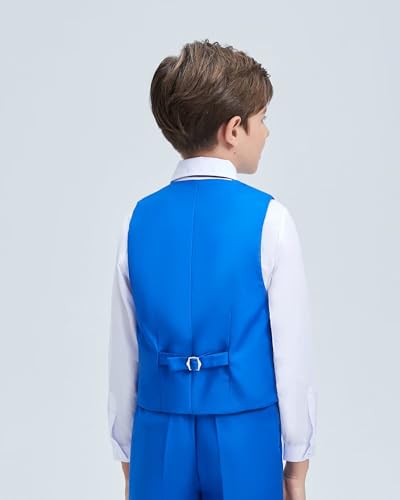 Royal Blue Vest for Toddler Boy 3 Pcs Vest Set with Bowtie and Tie Kids Formal Suit Size 7 — view 6