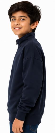 Image of T2F Boys Cotton High Neck Oversized Fit DropShoulder Sweatshirt