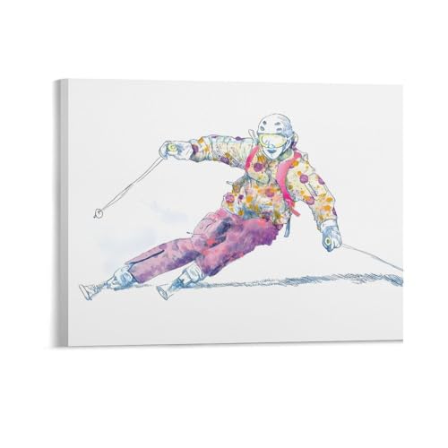 Snowy Summer Race - Playful Mismatched Skis Poster Kids' Adventure