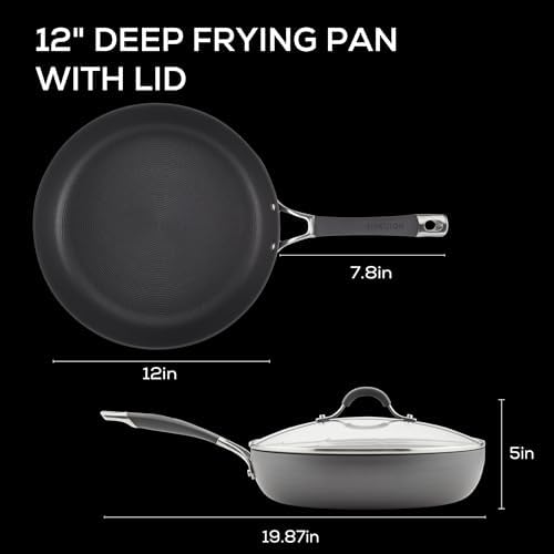 Circulon Radiance Deep Hard Anodized Nonstick Frying Pan /Skillet with Lid - 12 Inch, Gray - Thumbnail 5