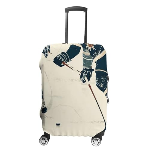 Ice Hockey Pattern Printed Luggage Cover Protector, Fits 18-32 Inch Luggage