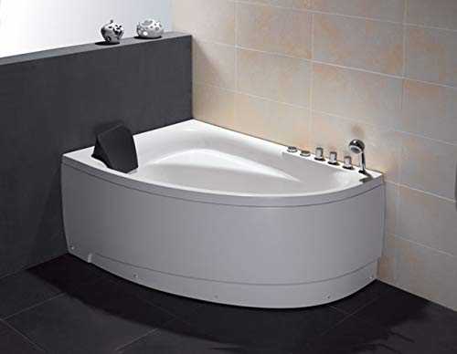 Eago Am161-R 5' Single Person Corner White Acrylic Whirlpool Bath Tub-Drain On Right #TOP25
