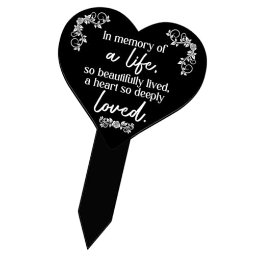BESPORTBLE Decorazione Per Esterni Per Cimitero Targa Commemorativa in Acrilico Forma Di Cuore Per Tomba Decorazione Per Tomba Per Cimitero