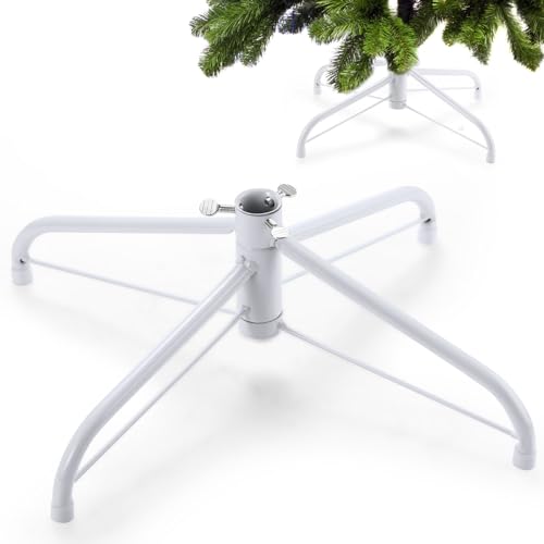 Namalu Support d'arbre de Noël Pliable - Base de Rechange en Métal pour Sapin de Noël Artificiel (40 cm, Blanc)