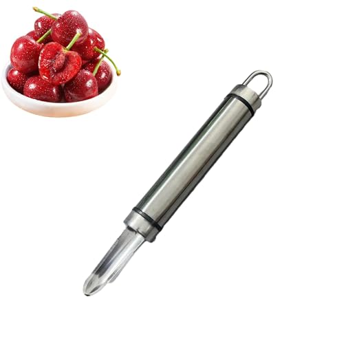Jubilofex Deshuesador de cerezas, deshuesador de frutas, descorazonador de frutas, descorazonador de verduras de acero inoxidable, descorazonador manual de acero inoxidable, fácil de usar y limpiar