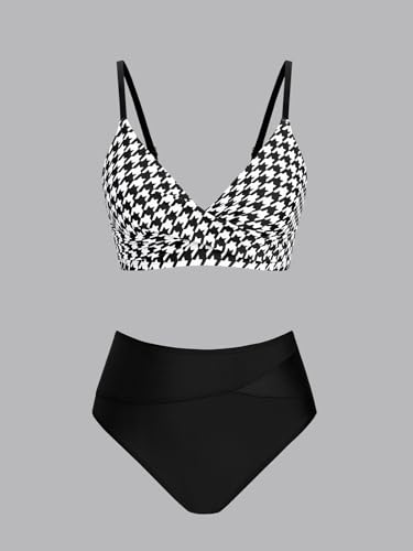 Image of CUPSHE Women's Bikini Sets Two Piece Swimsuit High Waisted V Neck Twist Front Adjustable Spaghetti Straps Bathing Suit