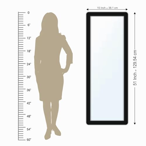 Image of Creative Arts n Frames 15x51 inch Classic Black Long Fiber Wood Wall Hanging Mount HD Mirror Home Decor Items Living Room Bathroom Bedroom Hotel Office (Classic Black Color Framed HD Mirror)