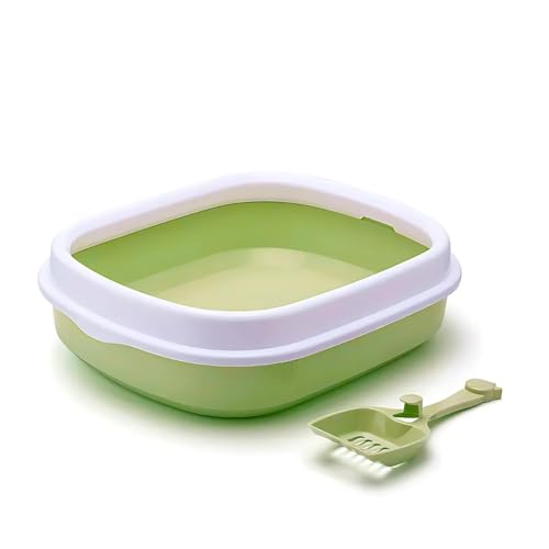 Image of Pets Empire Cat Litter Tray with Scoop | Cat Litter Tray Suitable for Kittens, Rabbit, Pet | Reduces Odor, Perfect Starter for Toilet Training (Green, Large)