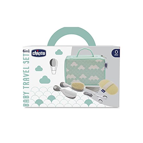 Miniatura 7 de Chicco Set De Viaje 6 En 1, Neceser De Higiene Recién Nacidos, Productos Para Higiene Niños, Peine, Cepillo,Tijeras, Cortauñas Y Lima Para Uñas, Y Esponja De Baño, Accesorios Bebés 0 Meses, Verde