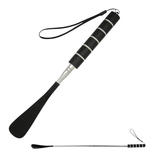 fKiZanthene Shoe Horn Long Handle Long Handled 28-70cm Telescopic Shoe Horns with Sponge Grip for Elderly Home & Travel Black