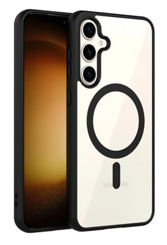Image of NISHTECH for Samsung Galaxy S21 5G Case: Clear Magnetic Slim Fit Case Compatible with Magsafe Rugged Protective Transparent Cover (Black Magnetic)