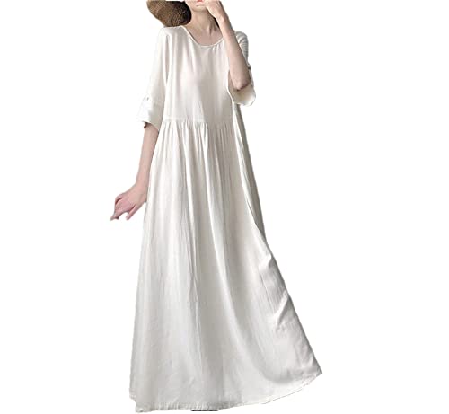 Robe coréenne beige à manches longues et col en V pour femme en taille XXL