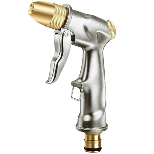Heavy Duty Metal Garden Hose Nozzle 100% Heavy Duty Metal Water Gun Garden Hose Spray Gun Hose Spray Gun Metal High Pressure Water Hose Pipe Spray for Plants Watering Cleaning Car Washing and Pets
