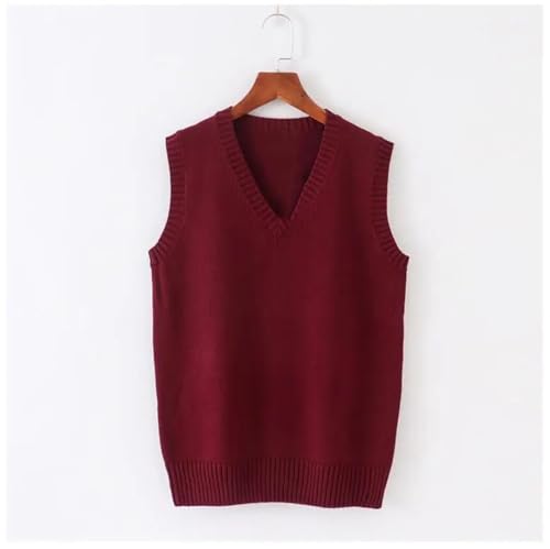 Men’S V-Neck Sleeveless Sweater Vest School Uniform Style Solid Knit Pullover4