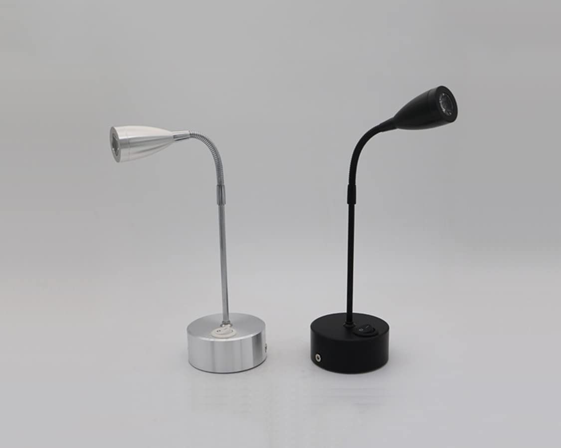 Lampada da lettura a collo di cigno, lampada da tavolo a LED ricaricabile da comodino con controllo a pulsante, lampada da lavoro portatile per scrivania del computer, per ufficio, salotto, argento