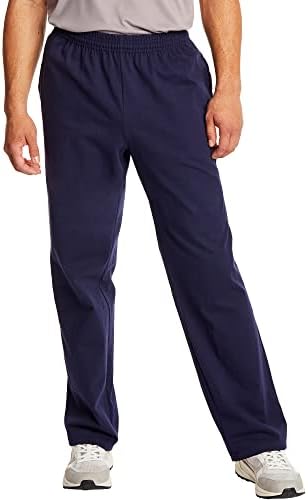 Hanes Essentials Sweatpants, Men’s Cotton Jersey Pants with Pockets, 33”, Navy, Medium