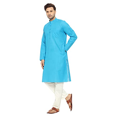 Image of ITOS365 Men Cotton Blend Kurta Pyjama Set Party Fashion Regular Ethinic Wear Indian Dress Gift for Men