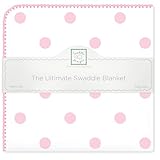 SwaddleDesigns Ultimate Swaddle Blanket, Made in USA Premium Cotton Flannel, Pink Big Dots (Mom's Choice Award Winner)