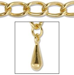 JewelrySupply Chain Curb 4.5mm with Drop Gold Plated