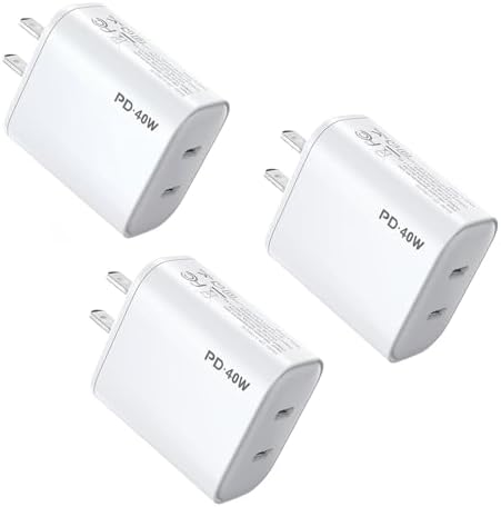 3Pack 40W USB C Charger Block, iGENJUN Dual USB-C Port Power Adapter - Phone Charger with Fast Charging Capability, Type C Wall Charger for Phone 15/15 Pro Max/14/13, Galaxy, Pad, Tablet - White