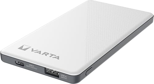 VARTA Power Bank Energy 5000 m mAh, Cable de Carga Incluido (1 x Entrada Micro - USB, 2 x Salidas USB A, 1 x Cone x ión USB Tipo C bidireccional, Carga rápida con hasta 15 vatios)