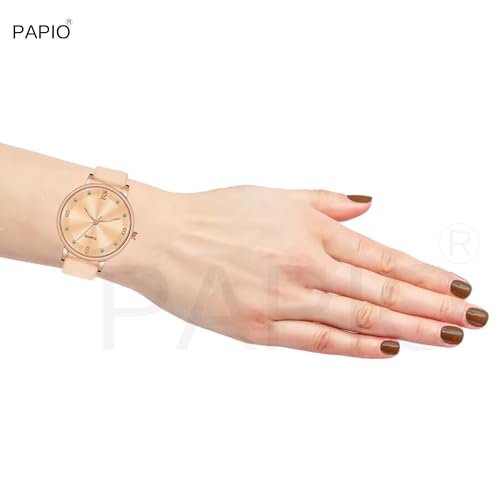 Image of PAPIO Silicone Strap Elegant Women's Analog Wrist Watch for Ladies and Girls | Stylish & Trendy | Premium Strap | Perfect for Casual, Party & Formal Wear