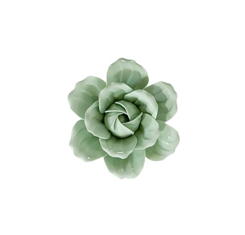 Image of Ceramic Flower Wall Art Decor, Artificial Flower Wall Sculpture,Handmade Ceramic Flowers for Home,Hallway,Living Room, Kitchen,Bathroom (Camellia,Light Green, 2.76 inch)