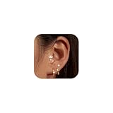 CLMJHG Juego de 4 Pares de Pendientes de aro de Plata de Ley para Mujer, Pendientes de Oro, Juegos de Pendientes pequeños hipoalergénicos para múltiples Piercings
