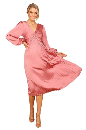 Petal & Pup Women's Noelle Twist Front Pleated Midi Dress