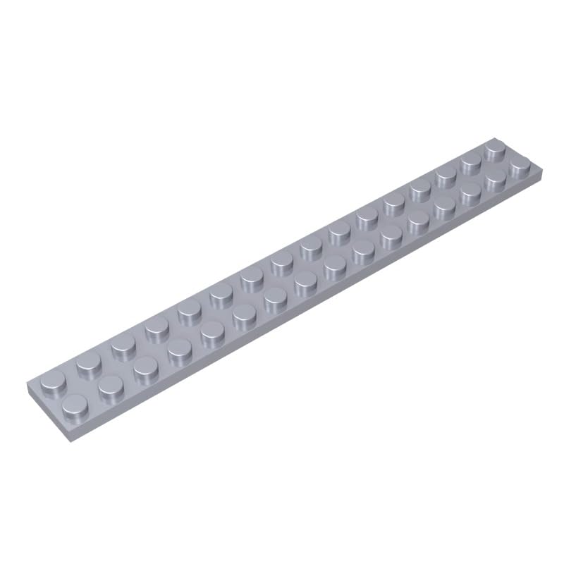 4282 Foundation Plate Plate 2x16 10 Pieces GDS-517 Compatible with Lego Building Blocks Color:Flat Silver โ image 1