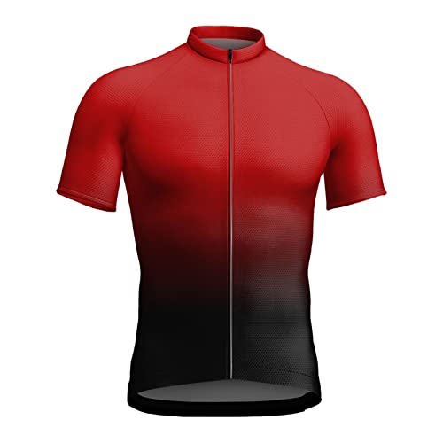 Maillot de ciclismo para hombre, camiseta de manga corta deportiva 3D, cuello redondo, transpirable, de secado rápido, ropa de ciclismo, camiseta de ciclismo para hombres, rojo, M