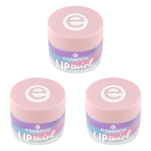 essence LIP swirl caring mask, Lippenmaske, Nr. 01, Mehrfarbig, glättend, pflegend, strahlend frisch, transluzent, vegan, ohne Parabene, ohne Mikroplastikpartikel, Nanopartikel frei, 3er Pack (3x8g)