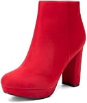 DREAM PAIRS Femmes High Chunky Talon Bottes de cheville Plateforme Courtes Bottes pour femmes