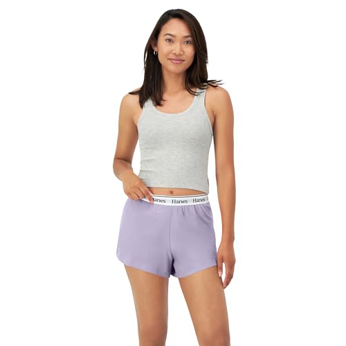Image of Hanes Women's Originals Comfywear Rib Crop Tank and Sleep Shorts, 2-Piece Set
