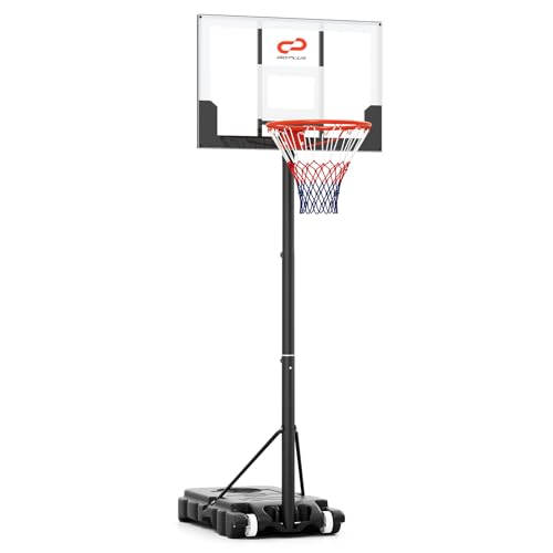 Goplus Basketball Hoop Outdoor, Portable 3.3-7FT/10FT Adjustable Basketball Goal System