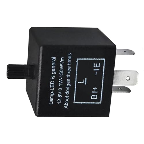 Titgoes Car LED Flasher Relay, Adjustable 3 Pin Turn Signal Fix, CF13 Flasher for Hyper Blink Flash Resolve, Universal for Motorcycle Car (Black)