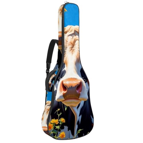 Sac pour guitare acoustique motif vache et fleurs le cadeau idéal pour guitariste