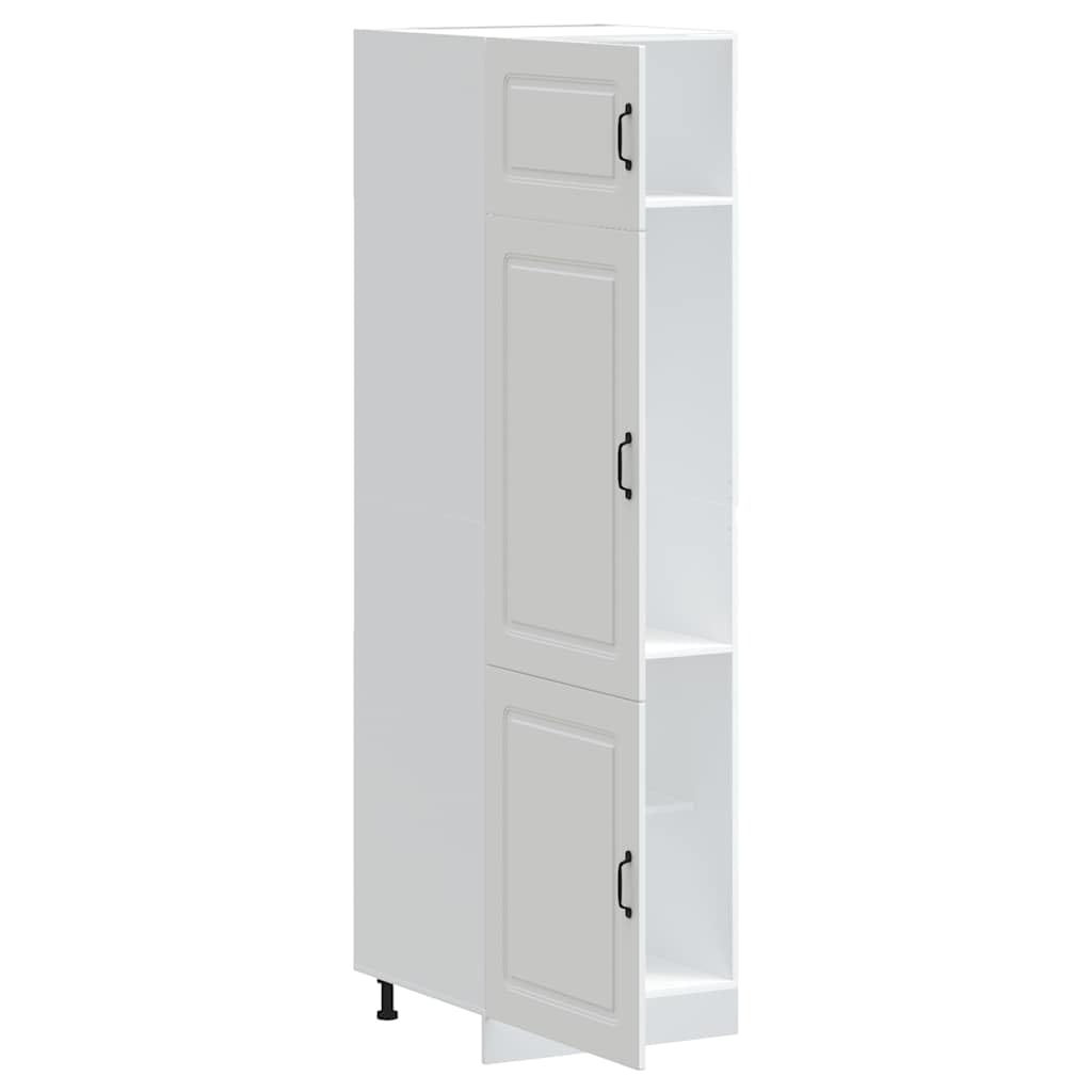 Kalmar - Armario de cocina (60 x 57 x 207 cm), color blanco | Armario alto para la cocina y el comedor con patas ajustables y mucho espacio de almacenamiento detrás de las puertas.