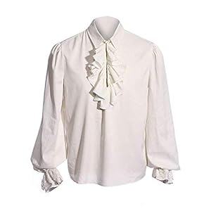 Middeleeuws hemd met ruches voor heren, gothic shirt, piraat, lange mouwen, renaissance, Viktoriaanse steampunk, cosplay…